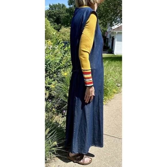 Vermont Country Store Denim Dress Womens 2X Blue Pintuck Jumper 100% Cotton - Picture 6 of 10